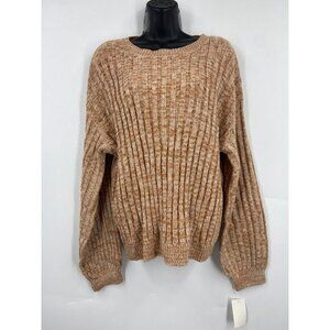 Blank‎ NYC Women's Heather Ribbed Crewneck Sweater In Toffee Size XS NWT
